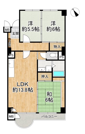 （リアル）間取_山科音羽マンションA棟603